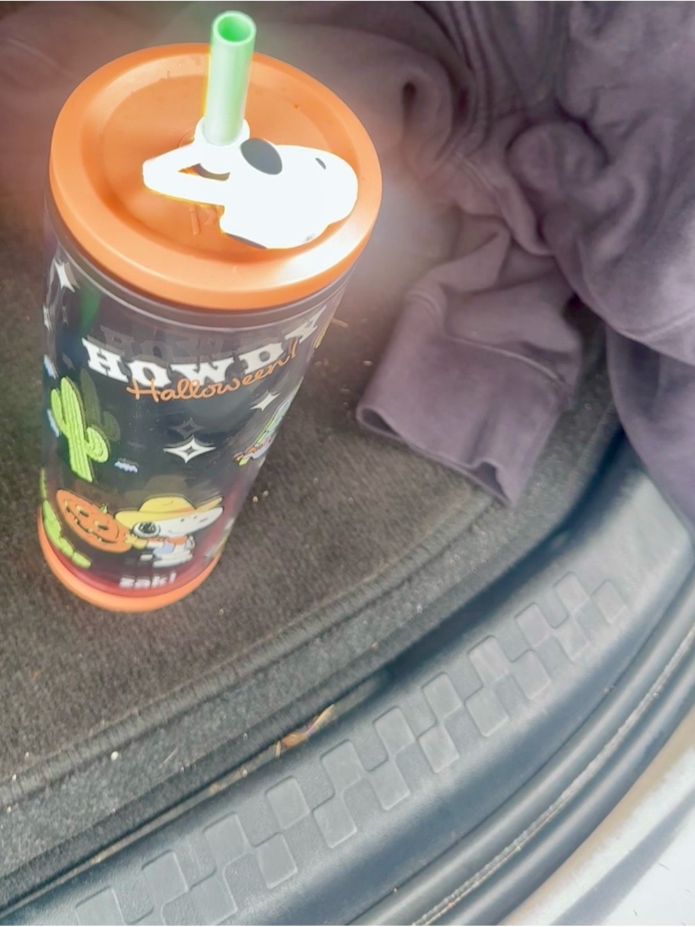 Halloween Themed Orange Travel Tumbler with Straw